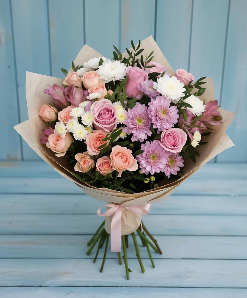 Букет цветов из: Хризантемы, Розы и Альстромерии в Мартюше