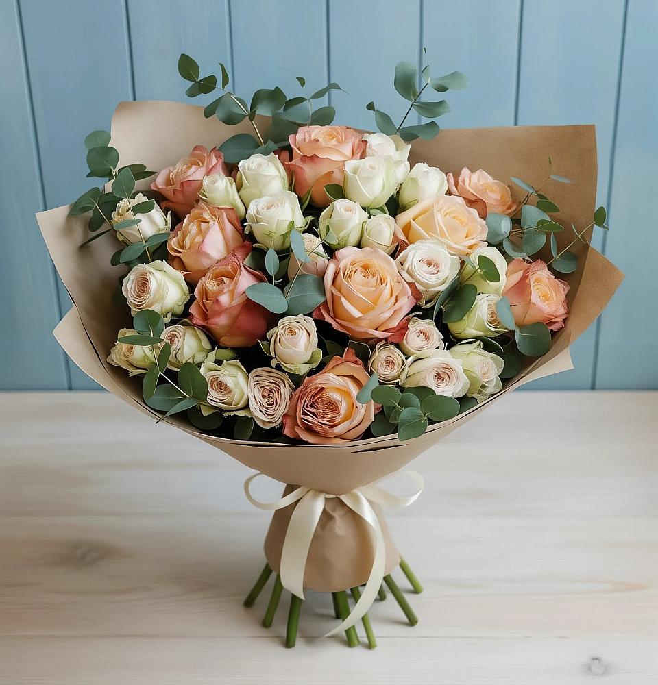 Букет цветов из: Альстромерии и Розы в Мартюше