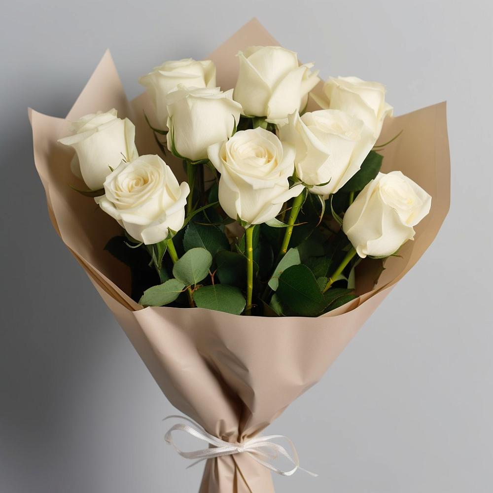 Букет 9 Белых роз Эдлесс Лав в Мартюше