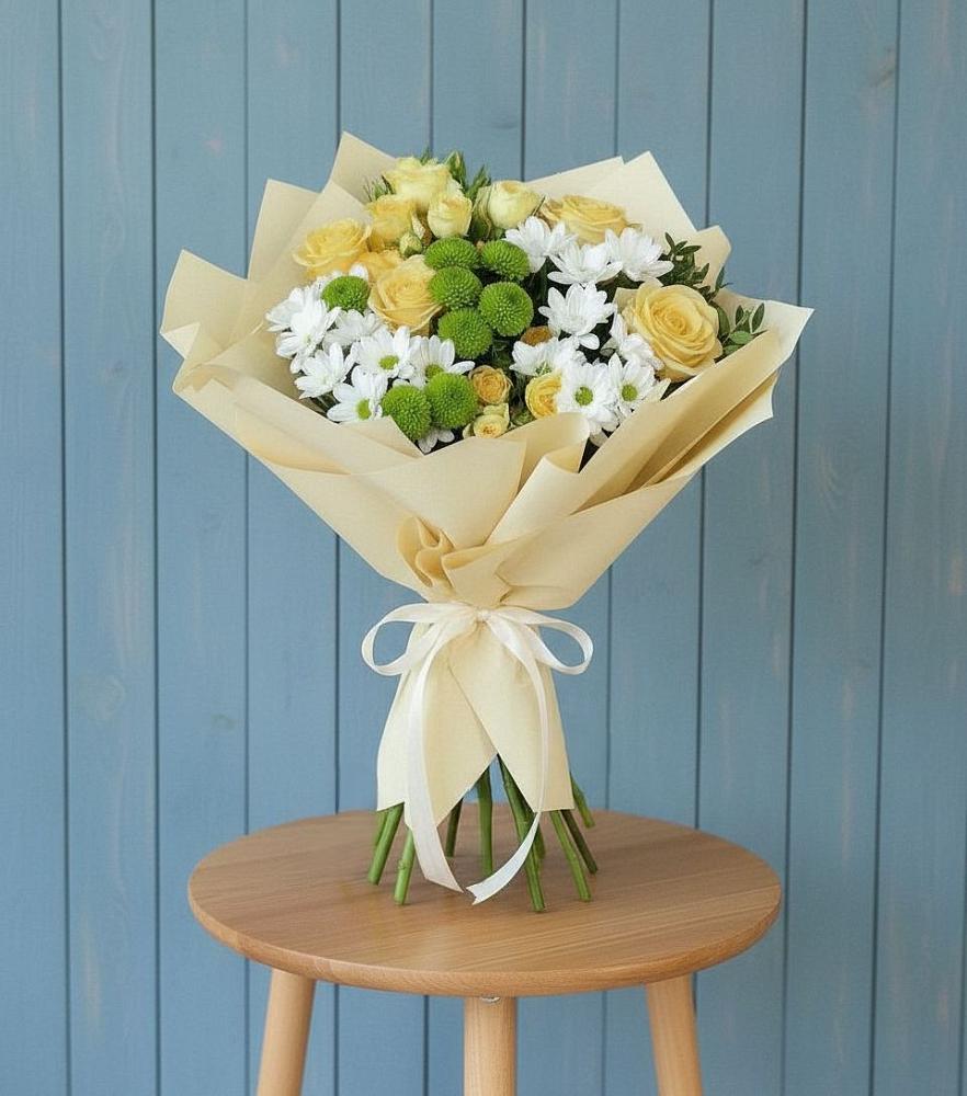 Букет цветов из: Хризантемы и Розы в Мартюше