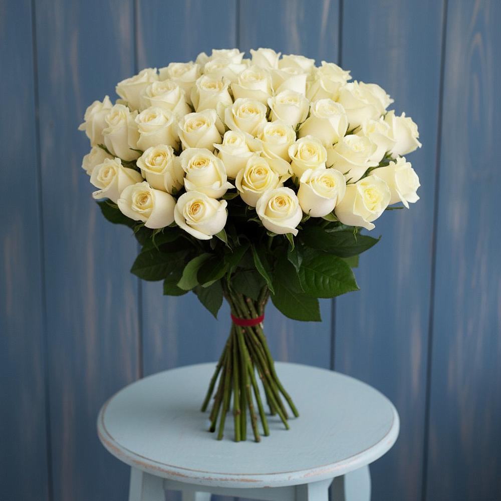 Букет 51 Белая роза Эдлесс Лав в Мартюше