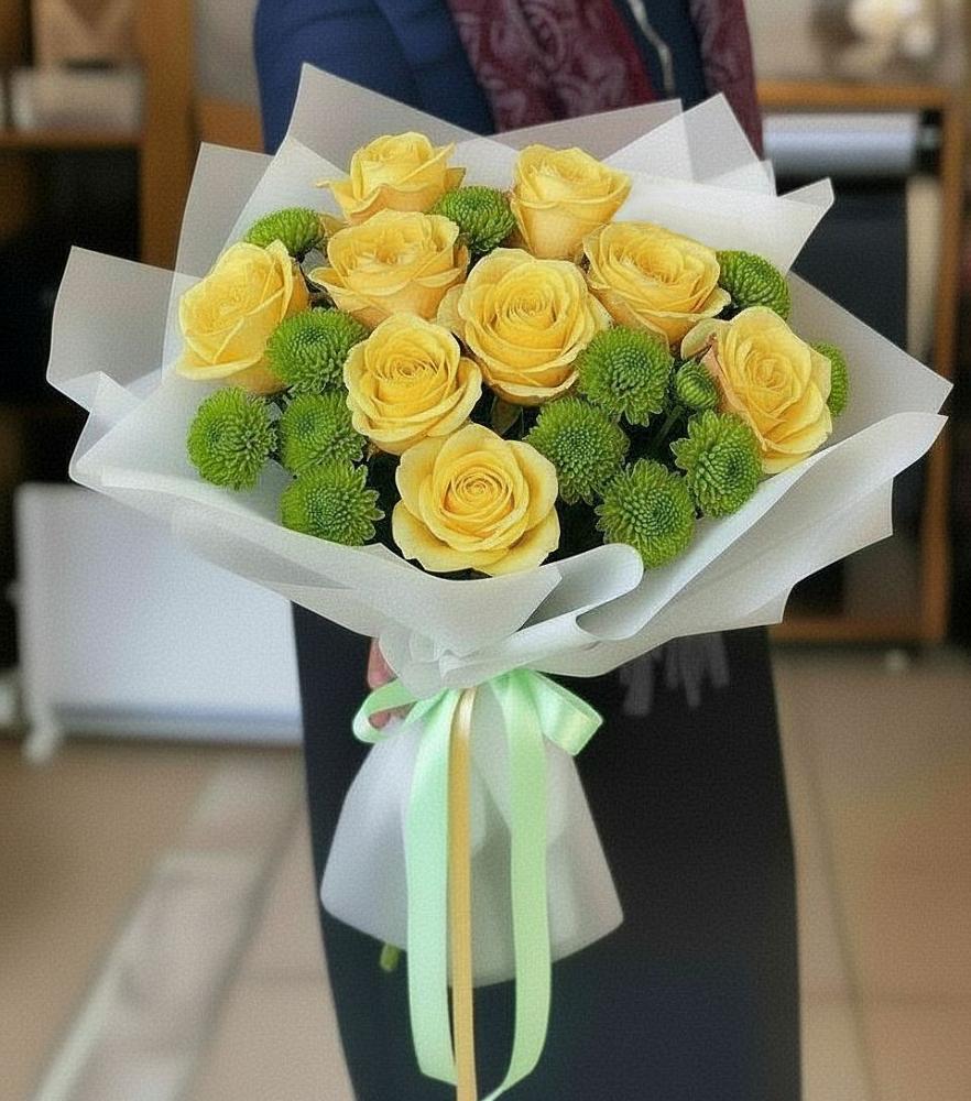 Букет цветов из: Хризантемы и Розы в Мартюше