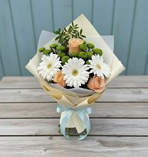 Букет цветов из:  Герберы, Розы и Хризантемы в Мартюше